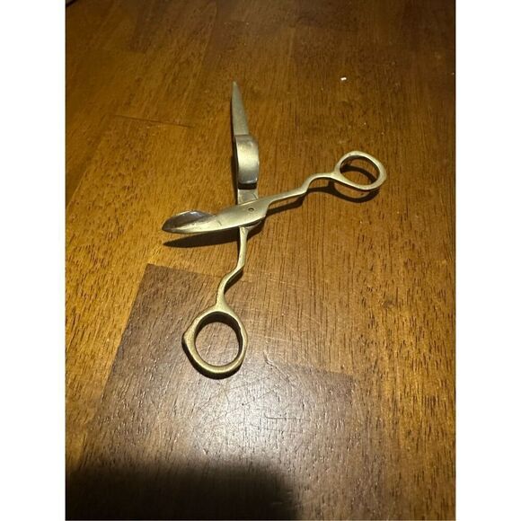 Vintage Antique Brass Candle Wick Snuffer Scissors 3 Footed - Picture 2 of 7